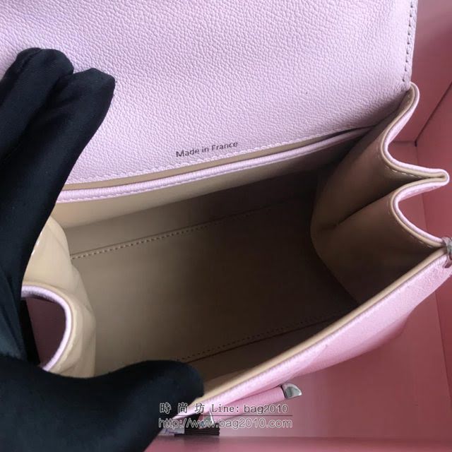 DELVAUX女包 2019春夏最新色 專櫃原廠皮 德爾沃女手提包 DV0020粉色銀扣 小號Delvaux單肩包  fcs1140